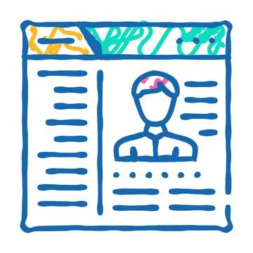 Cms with data kyc icon doodle illustration Illustrazione stock