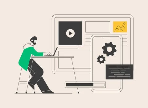 CMS development abstract concept vector illustration. 스톡 일러스트