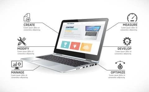 CMS features - Content management system -  Modern resposive website concept Stock Illustration