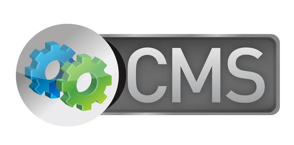 Cms gears. content management system concept illustration design over white Stock Illustration