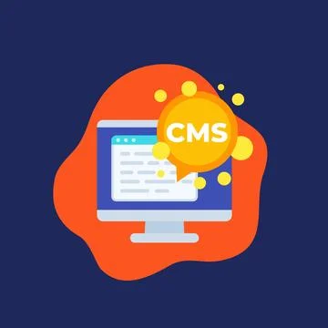CMS icon, Content management system, flat vector design Stock Illustration