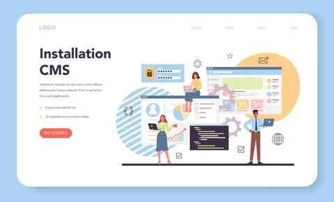 CMS instalation web banner or landing page. Content Stock Illustration