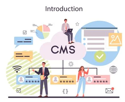 CMS introduction. Content management system. Creation and modification Stock Illustration