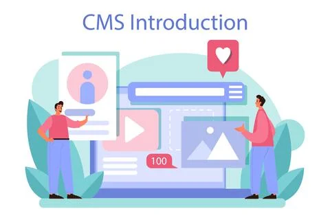CMS introduction. Content management system. Creation and modification Stock Illustration