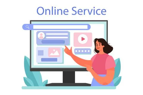 CMS introduction online service or platform. Content management system. Illustrazione stock
