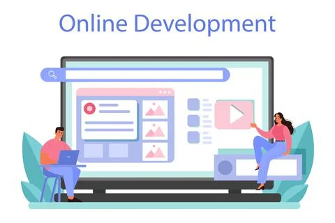 CMS introduction online service or platform. Content management system. Stock Illustration