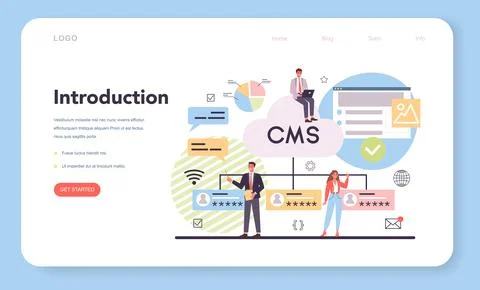 CMS introduction web banner or landing page. Content management Stock Illustration