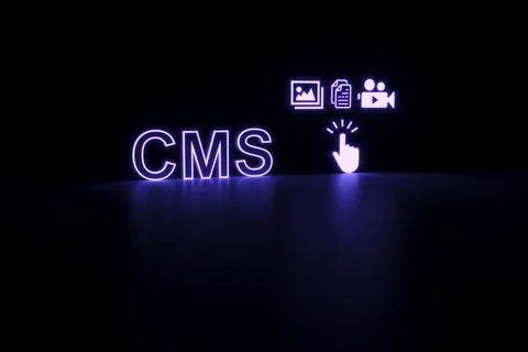 CMS neon concept self illumination background 3D illustration Stock Illustration
