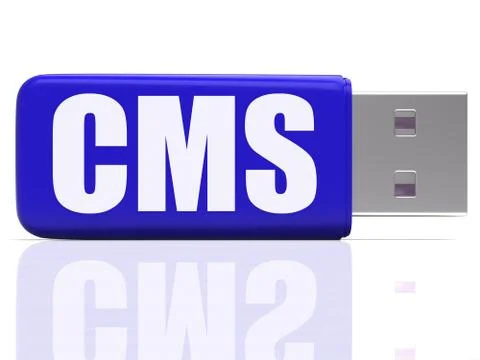 Cms pen drive means content optimization or data traffic Illustrazione stock
