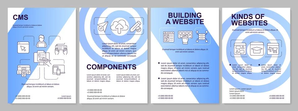 CMS platform blue gradient brochure template Stock Illustration