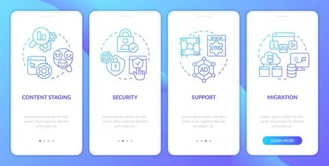 CMS platform requirements blue gradient onboarding mobile app screen Stock Illustration