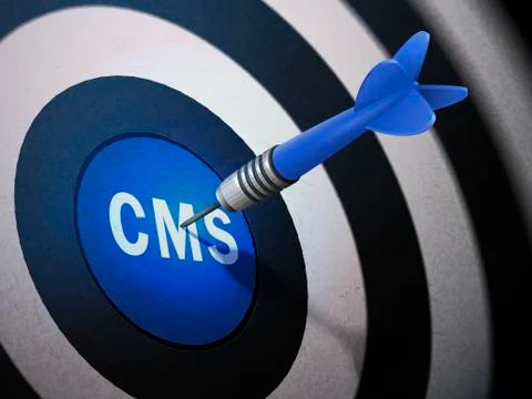 CMS target hitting by dart arrow Stock Illustration