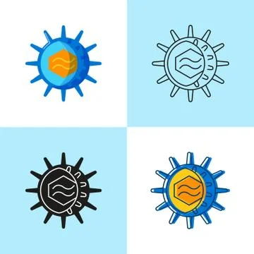 CMV virus icon set in flat and line style Stock Illustration