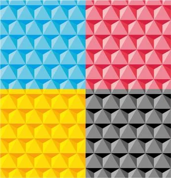 CMYK 3D Pyramid Seamless Vector Pattern or Seamless Vector Background Stock Illustration