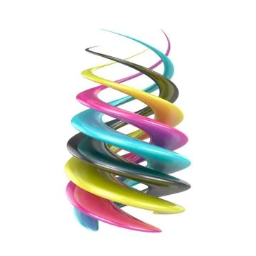 CMYK abstract shape. 3D 스톡 일러스트