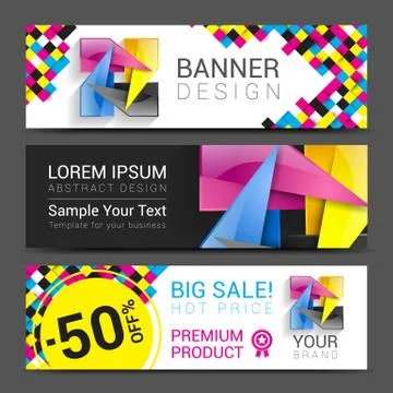 CMYK Banners logo element modern design color Stock Illustration