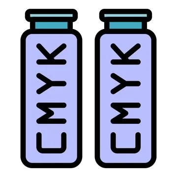 Cmyk bottles icon vector flat Stock Illustration