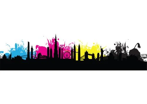 Cmyk building cityscape pattern splash 스톡 일러스트