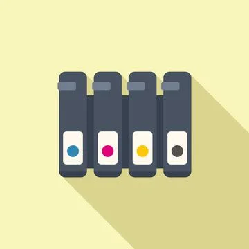 Cmyk cartridges icon flat vector. Digital print Ilustración de archivo