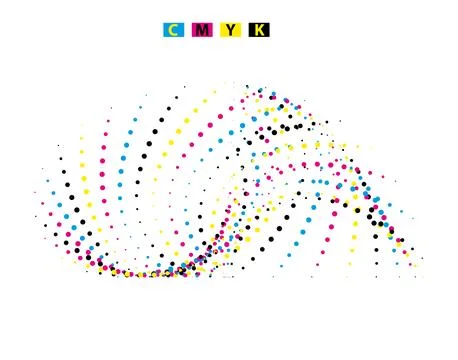 CMYK circle effect circle logo circles swirl background, dot circle gradient Stock Illustration