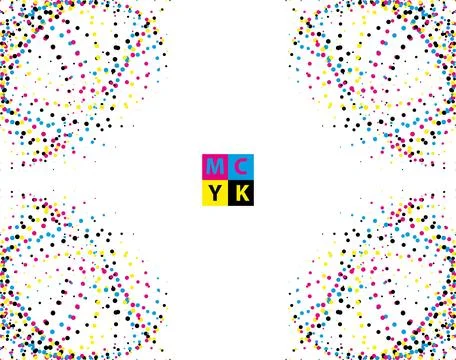 CMYK circle effect circle logo circles swirl background, dot circle gradient 스톡 일러스트
