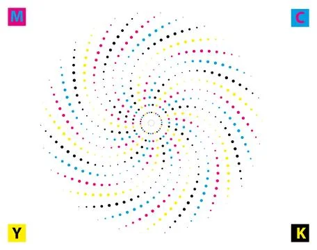 CMYK circle effect circle logo circles swirl background, dot circle gradient Stock Illustration