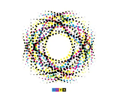 CMYK circle effect circle logo circles swirl background, dot circle gradient Illustrazione stock