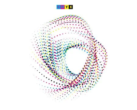 CMYK circle effect circle logo circles swirl background, dot circle gradient Stock Illustration