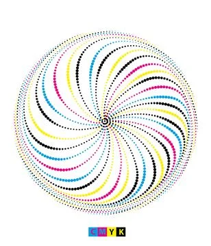CMYK circle effect circle logo circles swirl background, dot circle gradient 스톡 일러스트