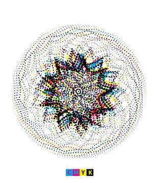 CMYK circle effect circle logo circles swirl background, dot circle gradient Stock Illustration