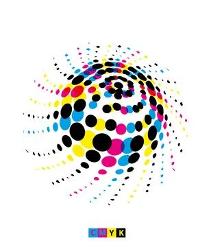 CMYK circle effect circle logo circles swirl background, dot circle gradient Stock Illustration