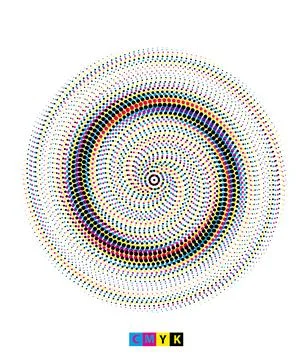 CMYK circle effect circle logo circles swirl background, dot circle gradient 库存插图