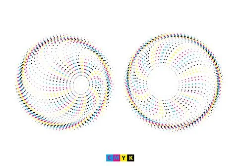 CMYK circle effect circle logo circles swirl background, dot circle gradient Stock Illustration