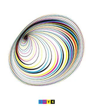 CMYK circle effect circle logo circles swirl background, dot circle gradient Stockillustratie