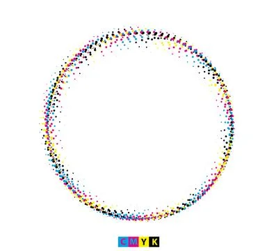 CMYK circle effect circle logo circles swirl background, dot circle gradient Stock Illustration