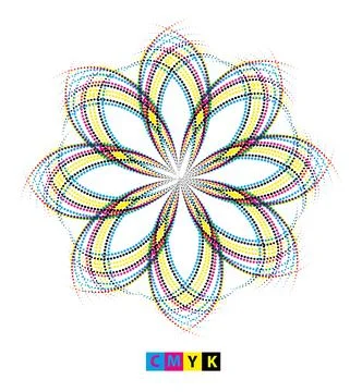 CMYK circle effect circle logo circles swirl background, dot circle gradient 스톡 일러스트