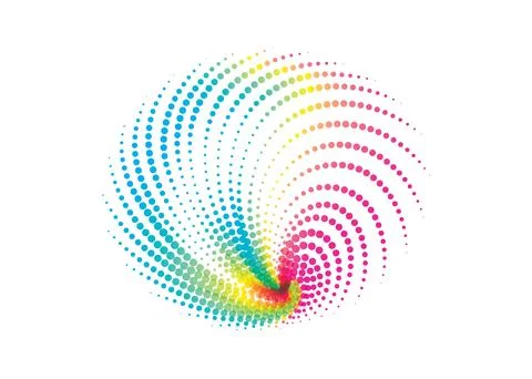 CMYK circle effect circle logo circles swirl background, dot circle gradient Stock Illustration