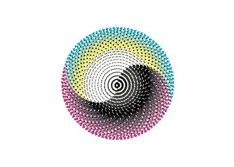 CMYK circle effect circle logo circles swirl background, dot circle gradient Stock Illustration