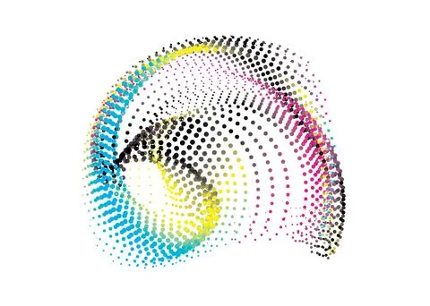 CMYK circle effect circle logo circles swirl background, dot circle gradient 스톡 일러스트