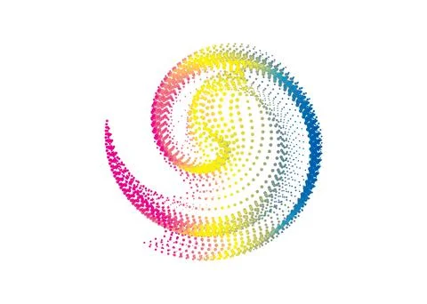 CMYK circle effect circle logo circles swirl background, dot circle gradient Stock Illustration