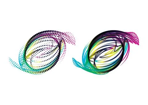 CMYK circle effect circle logo circles swirl background, dot circle gradient Stock Illustration