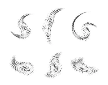 CMYK circle effect logo swirl halftone background, wave effect dot logo symbol Ilustración de archivo