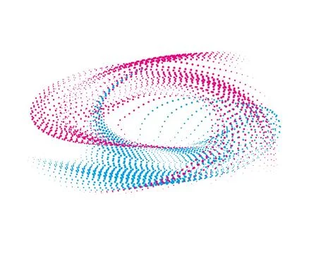 CMYK circle effect logo swirl halftone background, wave effect dot logo symbol Stock Illustration