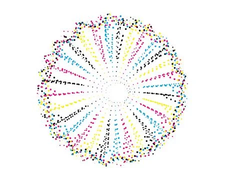 CMYK circle effect logo swirl halftone background, wave effect dot logo symbol Ilustración de archivo