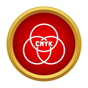 Cmyk color model overlapping circles icon design Illustrazione stock