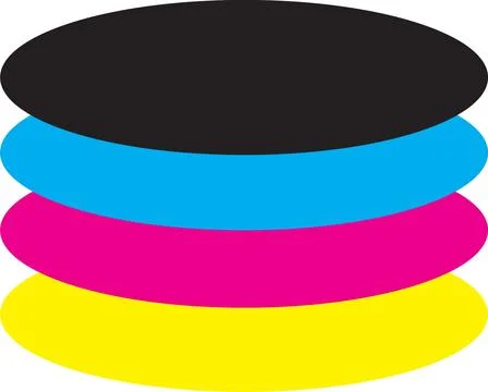 CMYK Color Separation Stack - Cyan Magenta Yellow Black Layers Stock Illustration