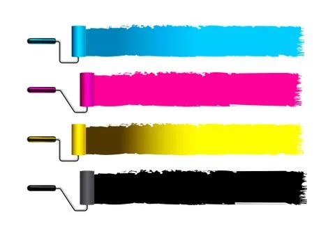 CMYK concept vector illustration with brushes Stock Illustration