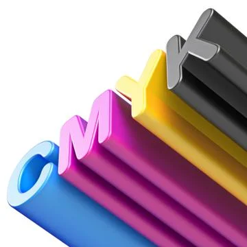 CMYK diagonal text in colors 3D 스톡 일러스트
