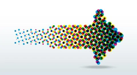 Cmyk dots arrow Stock Illustration