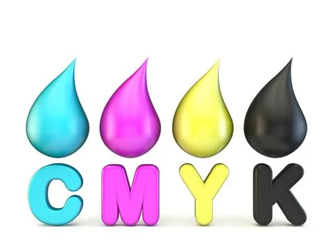 CMYK drops 3D Stock Illustration